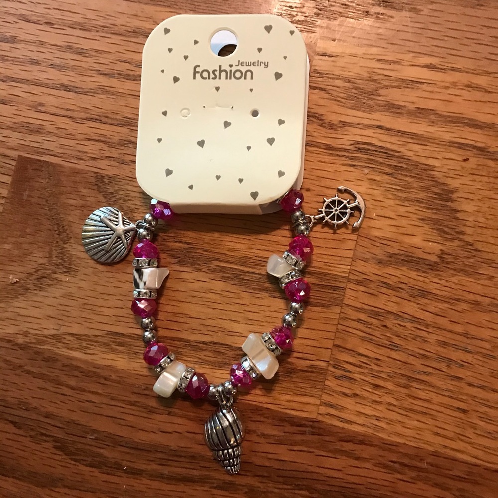 🏝NWT Summer Stretchy Seashell Bracelet (Pink)🏝